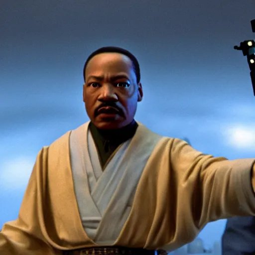 Image similar to martin luther king as mace windu in star wars, 8k resolution, full HD, cinematic lighting, award winning, anatomically correct