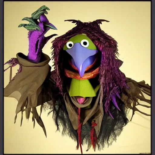 Image similar to skeksis muppet from the dark crystal