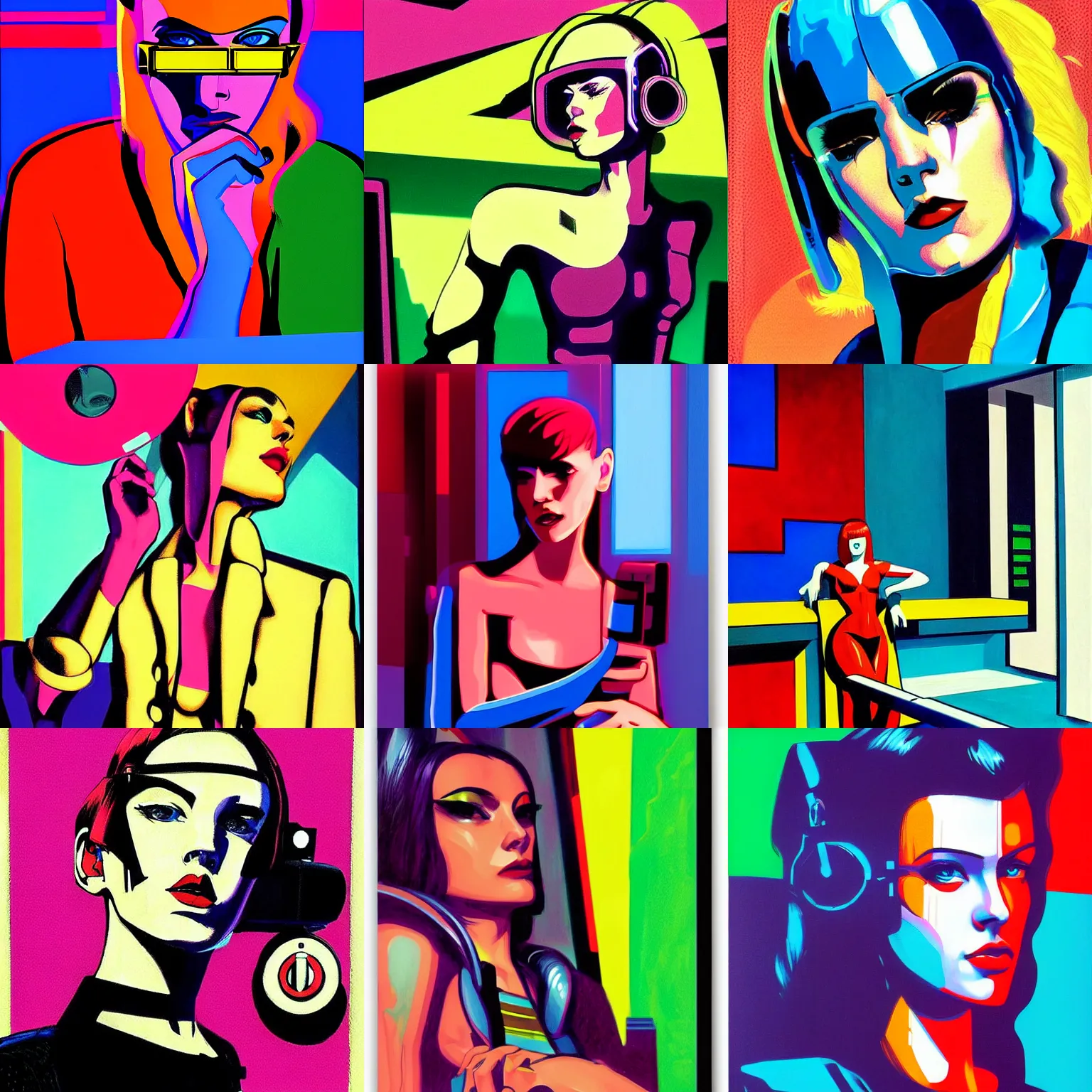 Prompt: cyberpunk pop art portrait by Edward Hopper