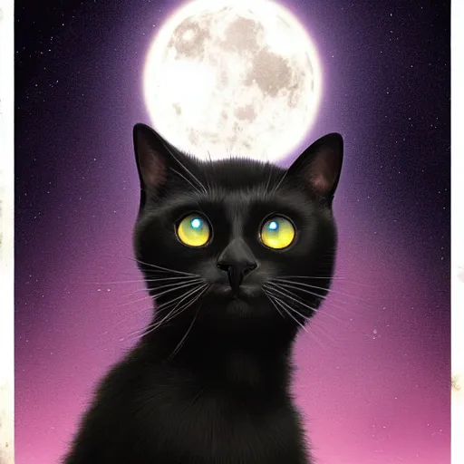 Image similar to black cat, cosmic background, artstation, matte painting