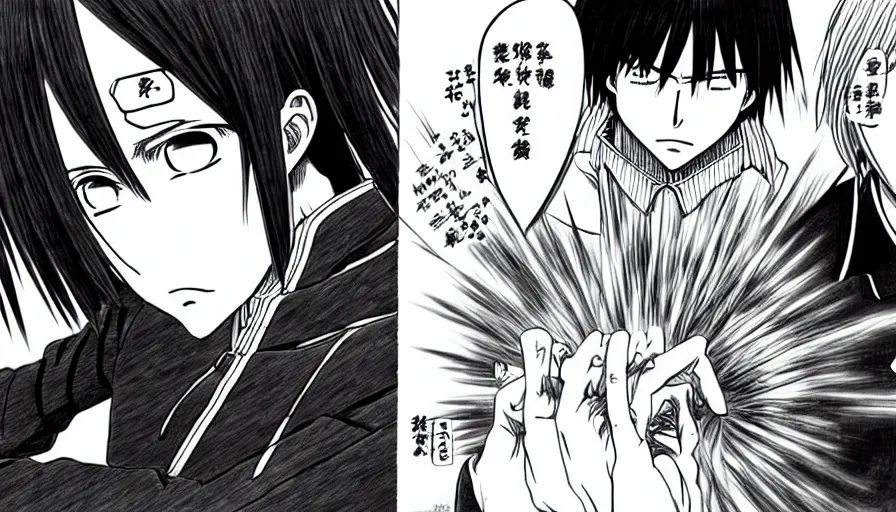 Image similar to the two complementary forces that make up all aspects and phenomena of life, by Hajime Isayama