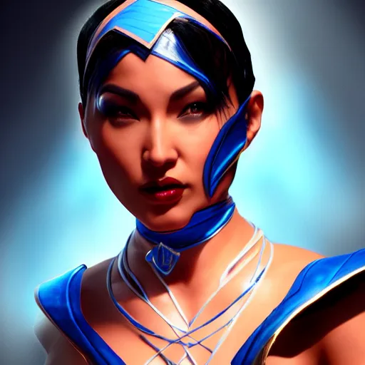 Prompt: kitana ( mortal kombat ), female, fantasy character portrait, ultra realistic, concept art, intricate detailed, volumetric light, cinematic lighting, 8 k uhd artwork, featured on artstation