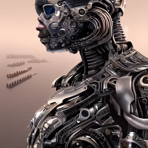 Image similar to photorealistic detailed picture, extreme, uhdr, book cover called the most influental cyborg in 2 0 5 0, fine details, highly detailed, intricate, smooth sharp focus