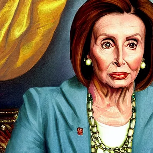 nancy pelosi standing in front of 1 6 th century | Stable Diffusion ...