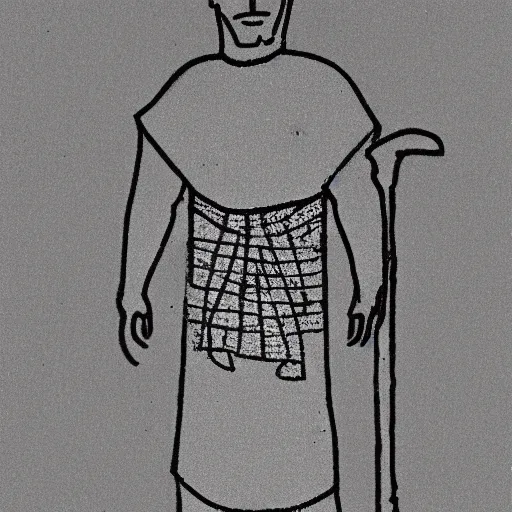 Image similar to simple line art outline of a 30 year old man in ancient Canaanite clothing