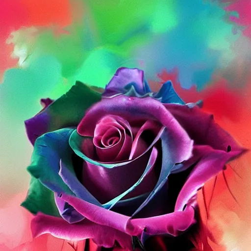 Prompt: Smoke infused colorful roses, illustration, hazy, atmospheric, inspiring, digital art, award winning, artstation,