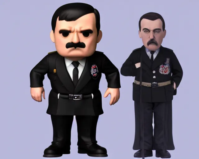 Prompt: full body 3d render for adolf hitler as a funko pop, studio lighting, white background, blender, trending on artstation, 8k, highly detailed