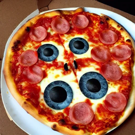 Image similar to pizza with eyes