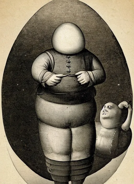 Image similar to 1 8 0 0 s style full body detailed photograph of silly humpty dumpty jack black, realistic, hieronymus bosch