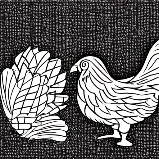 Prompt: a chicken cartoon for kids, vector line art