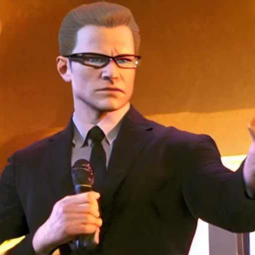 Image similar to albert wesker giving a tedtalk