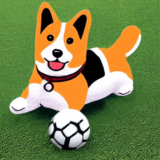 Prompt: A corgi in the shape of a soccer ball.