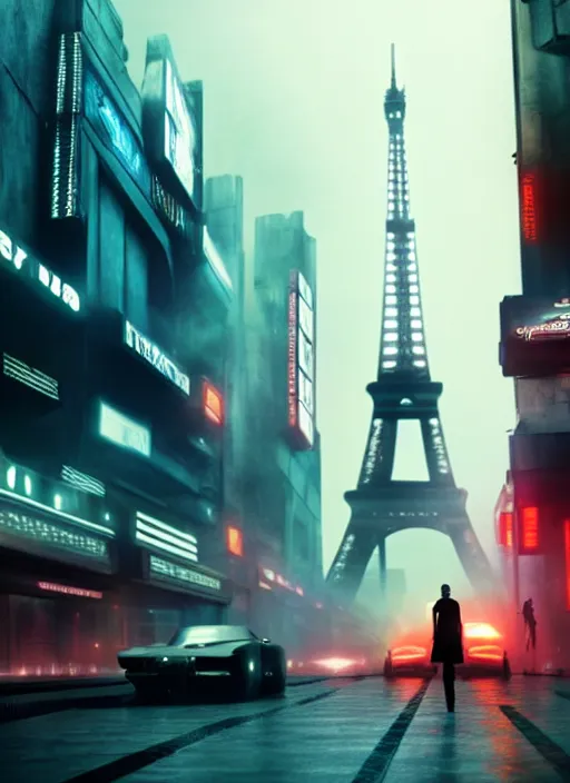 Image similar to bladerunner 2 0 4 9, paris, futuristic, hyperrealistic