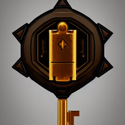 Prompt: a stylised metal key, key is on the center of image, rpg game inventory item, very detailed, rim light, outer glow, on the white background, high poly vray render, stylised textures, trending on artstation