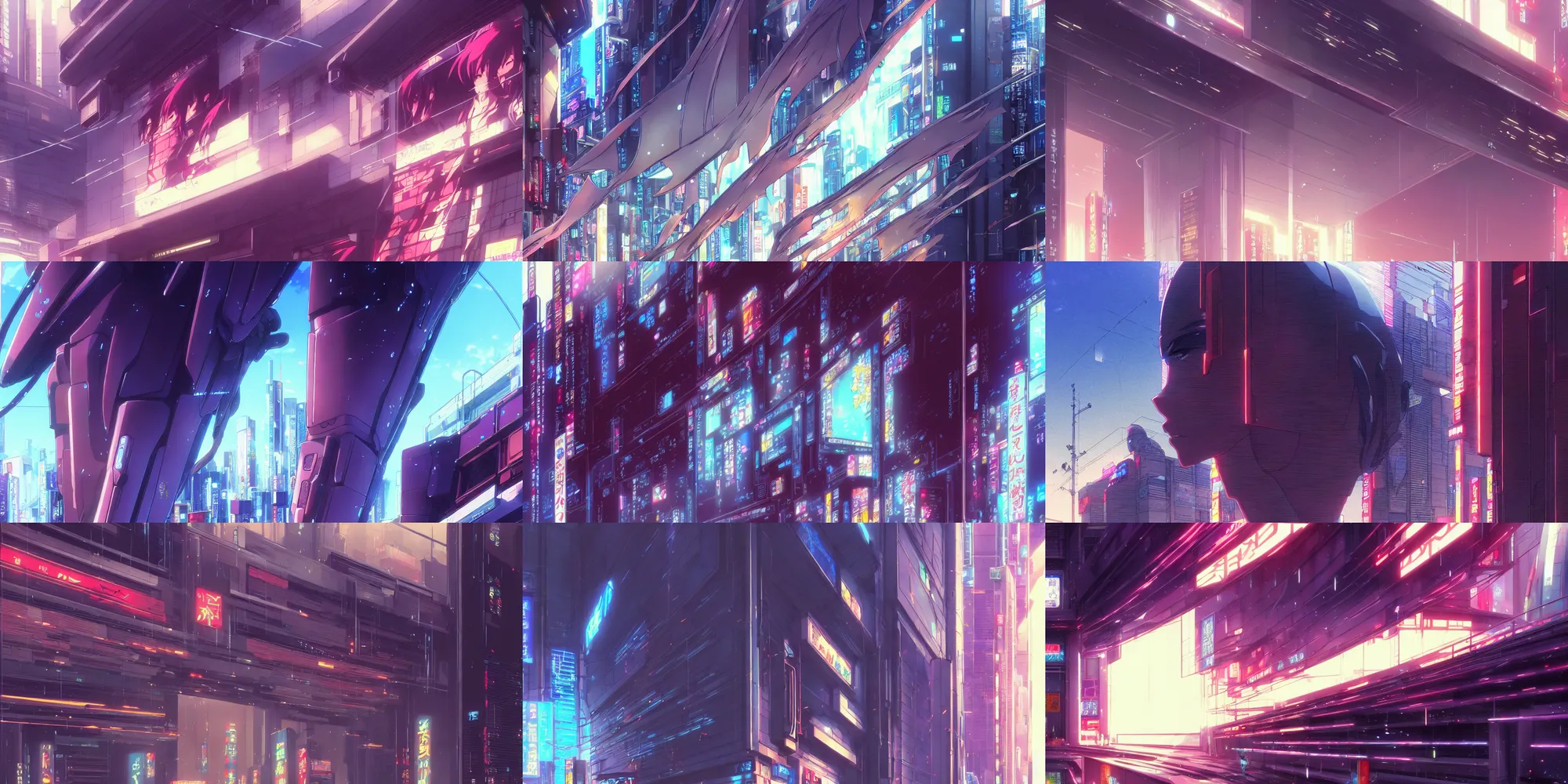 Prompt: a high definition front view close up close up close up screenshot from the ( ( cyberpunk ) ) anime anime anime film ; a shopfront facade with ( ( ( ( advertisements ) ) ) ), digital painting by ( makoto shinkai ), moebius moebius, surrealism, trending on artstation