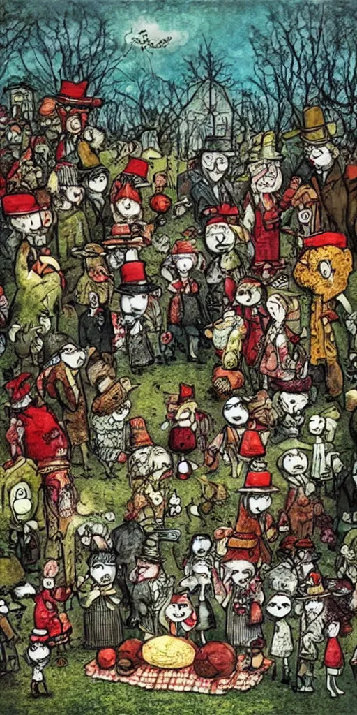 Image similar to a thanksgiving scene by alexander jansson and where's waldo