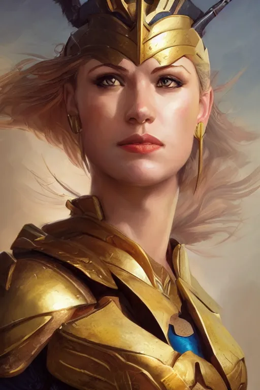 Image similar to amazon valkyrie athena, d & d, fantasy, portrait, highly detailed, headshot, digital painting, trending on artstation, concept art, sharp focus, illustration, art by artgerm and greg rutkowski and magali villeneuve