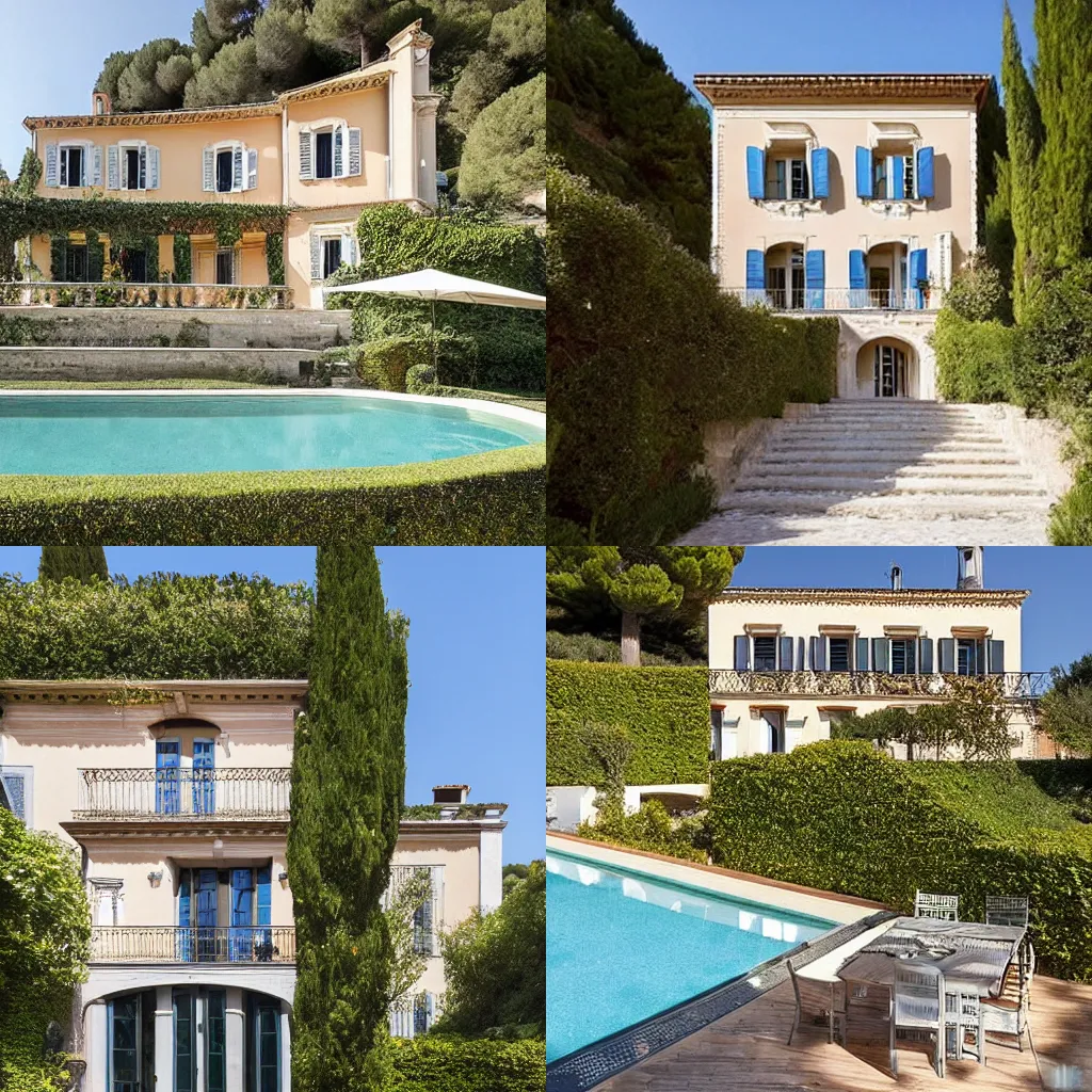 Prompt: three-story Belle époque house in the French Riviera