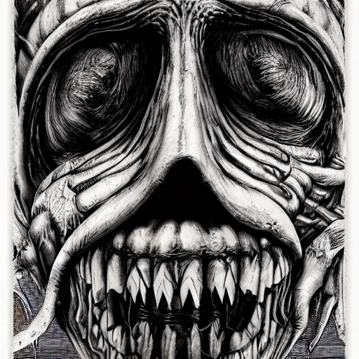 Image similar to a living jack - o'- lantern, hr giger, lovecraft, fauvism, cyberpunk, junji ito, bernie wrightson, masterpiece, stunning, horror, 8 k, highly detailed, symmetrical, unreal engine