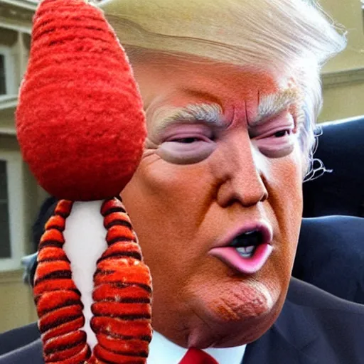 Prompt: donald trump with his head made of worms