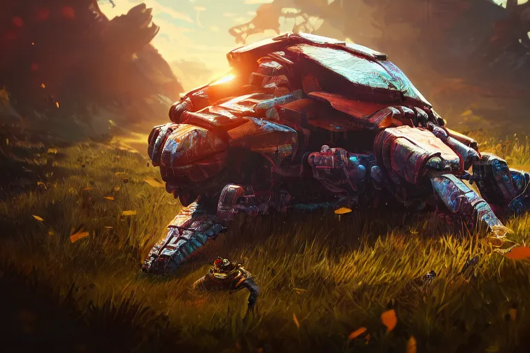 Image similar to shellsnapper machine mecanical creature robot of horizon forbidden west horizon zero dawn bioluminiscence global illumination ray tracing hdr fanart arstation by ian pesty and alena aenami artworks in 4 k