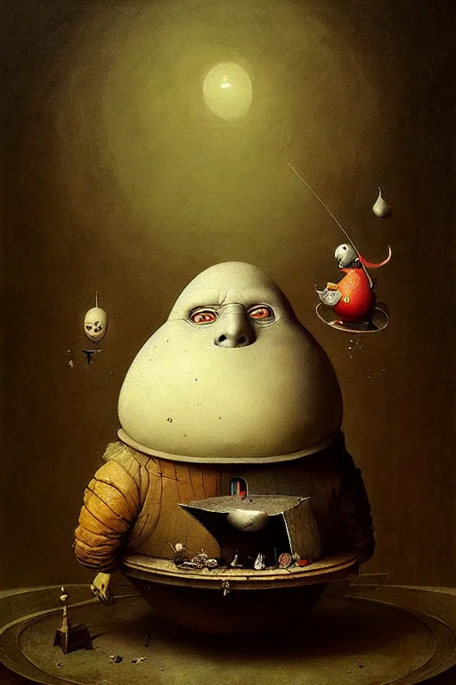 Prompt: hieronymus bosch, greg rutkowski, anna podedworna, painting of humpty dumpty