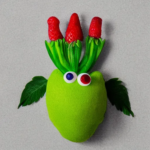 Image similar to strawberry creature with multiple eyes