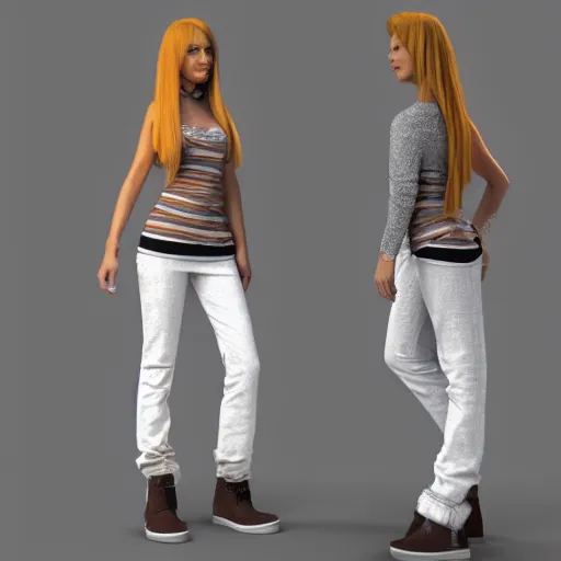 Prompt: 3D model anthro female Lynx Casual