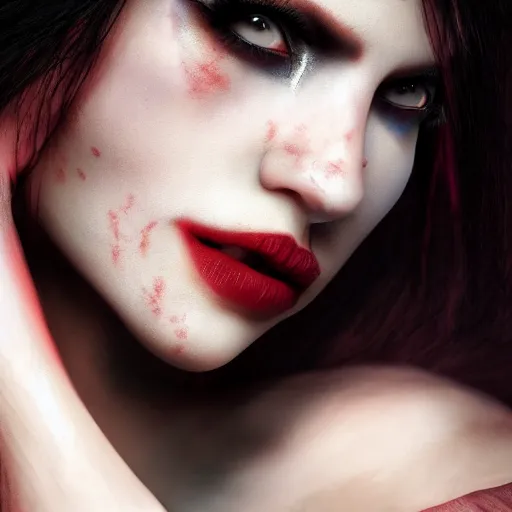 Prompt: beautiful vampire queen, highly detailed, 4k, HDR, smooth, sharp focus, hyper realistic, high resolution, award-winning photo