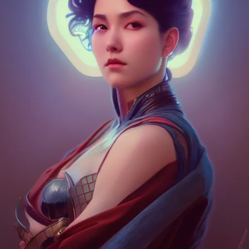 Image similar to a portrait of ghandicinematic lighting, photorealistic, octane render, 8 k, depth of field, 3 d, art by artgerm and greg rutkowski and alphonse mucha and uang guangjian and gil elvgren and sachin ten