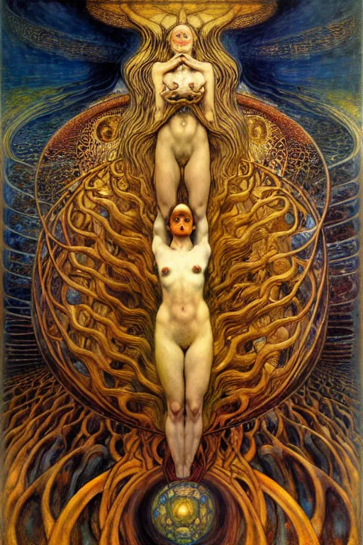 Image similar to Divine Chaos Engine by Karol Bak, Jean Delville, William Blake, Gustav Klimt, and Vincent Van Gogh, symbolist, visionary