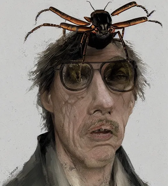 Image similar to steve buscemi morphing into an insect, digital art by greg rutkowski