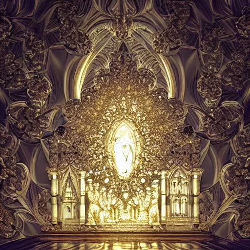 Image similar to beautiful hyperrealistic 3 d render of a delicate ivory sculpture of an ornate cathedral made entirely of mandelbrot fractals by android jones, micro detail, unreal engine, dramatic lighting, psychedelic, octane renderer, catholicpunk, glowing, white color scheme, photorealistic, physically based rendering, angelic, hyper detailed, colorful, carved soap, trending on cgsociety