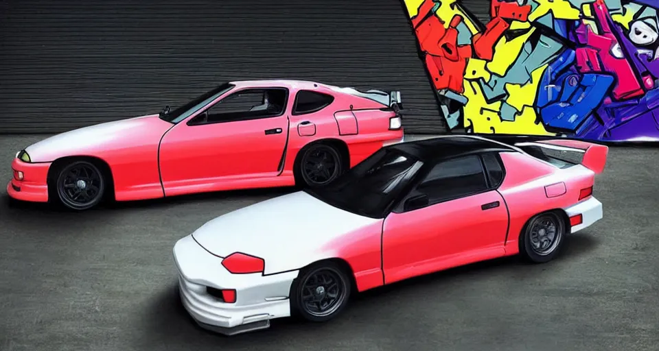 Prompt: evangelion themed toyota supra, 9 0 s anime style