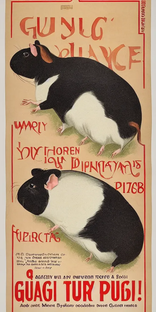 Image similar to a 1 9 1 0 s poster advertising a guinea pig show