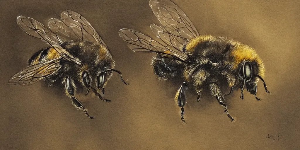 Image similar to Bee watercolour, Gustave Doré art, Trending on artstation.