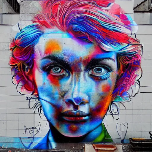 Image similar to a highly detailed portrait in the style of spray - painted street art