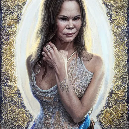 Image similar to a portrait of michelle phillips from mama's and the pappas urban motifs, intricate, elegant, highly detailed, digital painting, trending on artstation, concept art, smooth sharp focus, illustration, art by artgerm and greg rutkowski