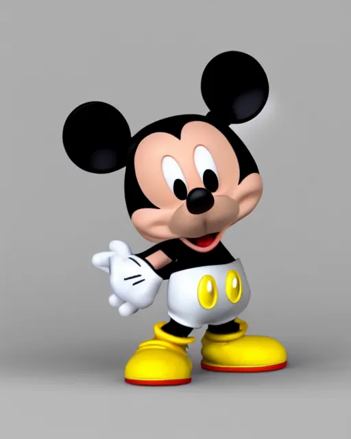 Prompt: full body 3d render of Micky mouse as a funko pop, studio lighting, white background, blender, trending on artstation, 8k, highly detailed