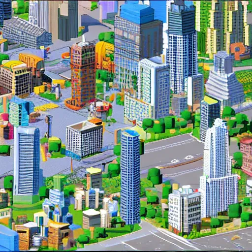 Prompt: Los Angeles in sim city, highly detailed, pixel art