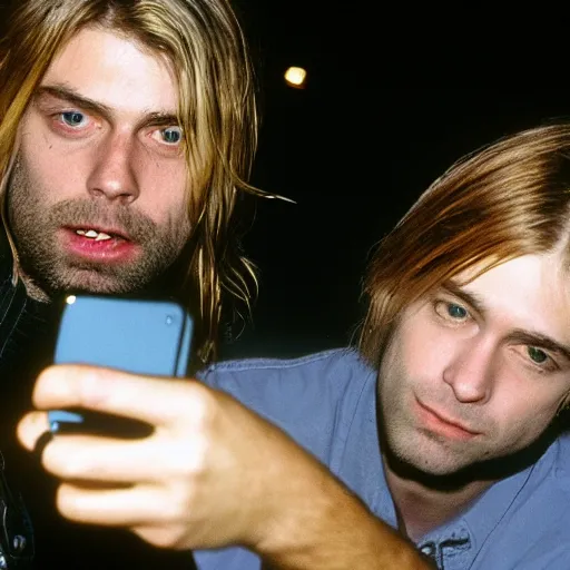 Prompt: kurt cobain taking a selfie