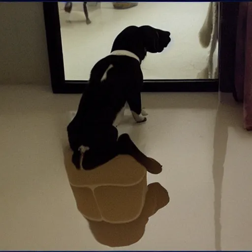 Image similar to a dog looking into the mirror, optical illusion