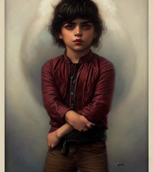 Image similar to Portrait of a Magical Latino Boy, by Tom Bagshaw and Manuel Sanjulian