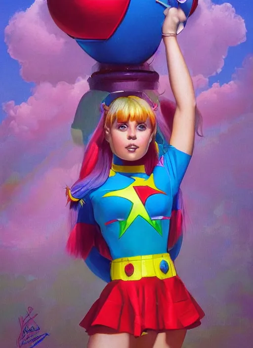 Image similar to portrait of Rainbow Brite in Society (1989), highly detailed, centered, solid color background, digital painting, artstation, concept art, smooth, sharp focus, illustration, artgerm, donato giancola, Joseph Christian Leyendecker, Les Edwards, Ed Repka, WLOP, Artgerm