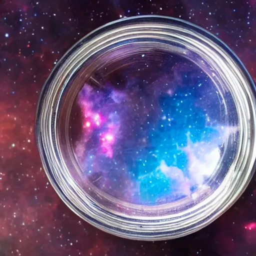 Prompt: nebula contained inside a small glass jar