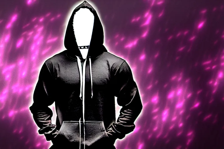 Prompt: demonic entity blade arms gamer wearing hoodie looks cool