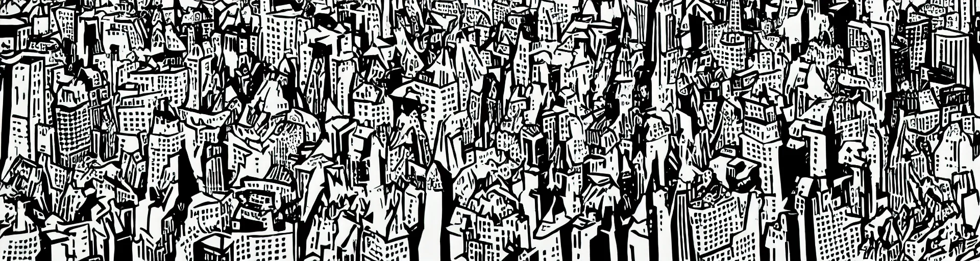 Prompt: birds in the city by roy lichtenstein