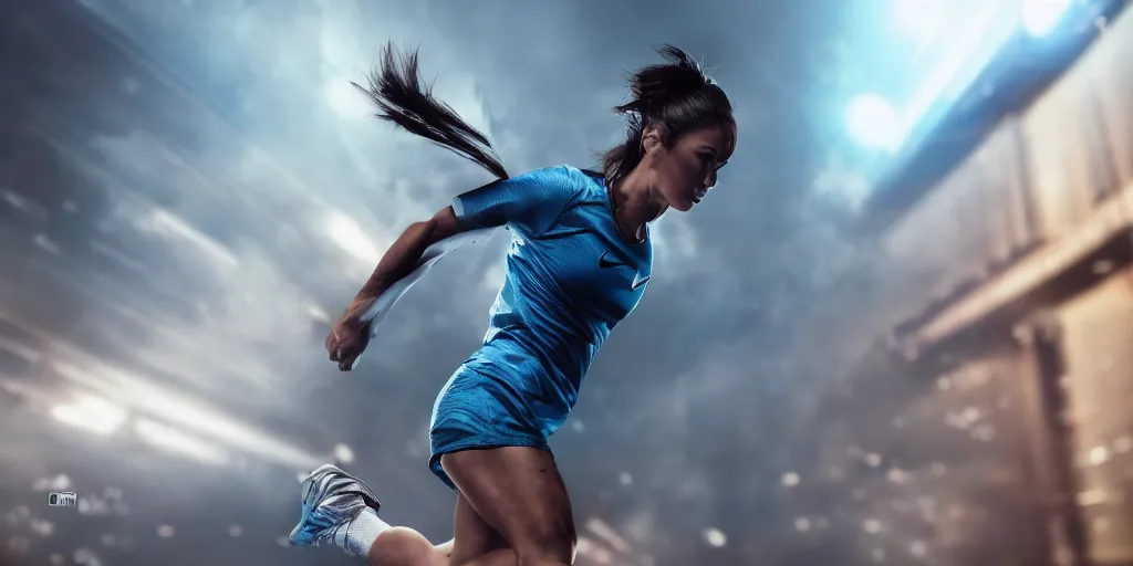 Image similar to a photo of 8k nike athlete, cinematic lighting, trending on flickr, 4k, hyperrealistic, focused, extreme details, action photography, cinematic, masterpiece