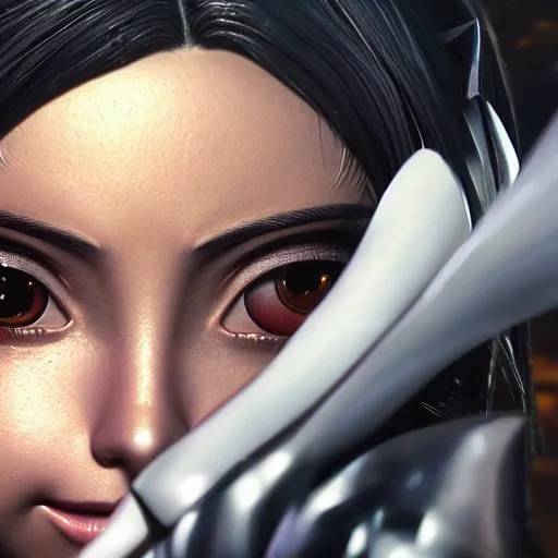 Image similar to alita, hyper realistic, artstation, highly detailed, 8 k resolution