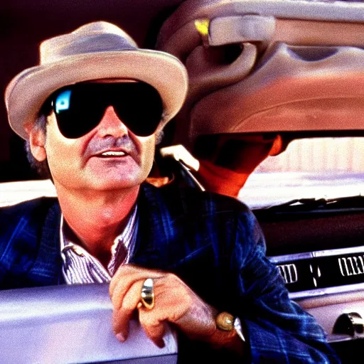 Image similar to bill murray in fear and loathing in las vegas, movie still, promotional shot